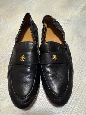 Tory Burch Black Leather Men’s Loafers with Gold Logo